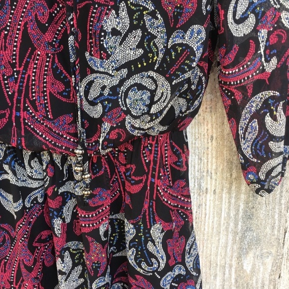 Paisley Printed Long Sleeve Dress BeBop - Picture 5 of 6